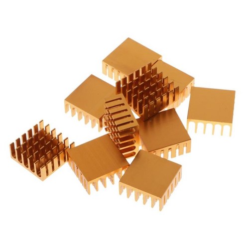 10pcs 22x22x10mm 방열판 냉각 핀 CPU 용 알루미늄 방열판 쿨러, 황금