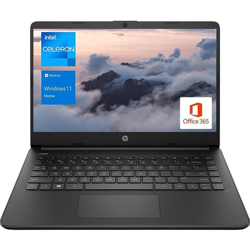 HP 휴대용 노트북 학생 및 비즈니스 14인치 HD 디스플레이 인텔 쿼드 코어 N4120 8GB DDR4 RAM 64GB eMMC 1년 오피스 365 웹캠 SD 카드, 블랙