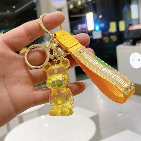 캐릭터 크리스탈 아크릴 열쇠고리 창의적 트렌드 자동차 열쇠고리 액세서리 가방 악세사리 열쇠고리, 꿈나라곰돌이-옐로우