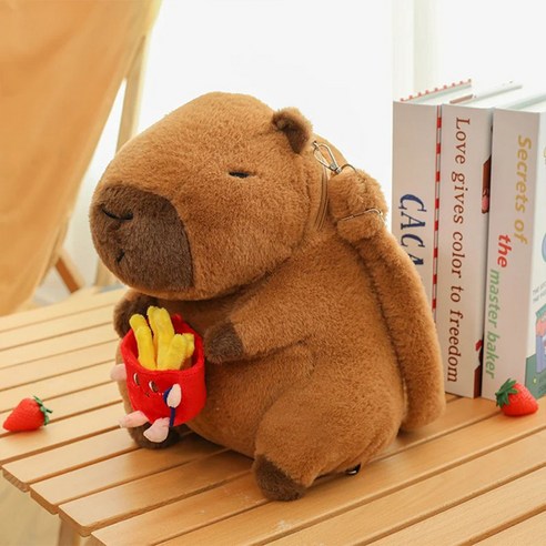 토이즈데이 카피바라 인형 캐릭터 백팩 가방 선물, 1개, 감튀바라, 30cm