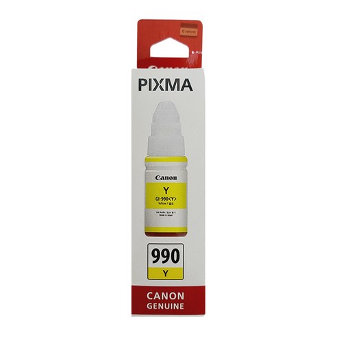 캐논 정품잉크 GI-990 BK C M Y 카트리지, 노랑(GI-990Y)