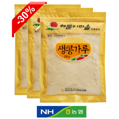 강원도농협 생콩가루 (국내산 1등급콩만 사용) 신선도보장상품, 250g, 3개