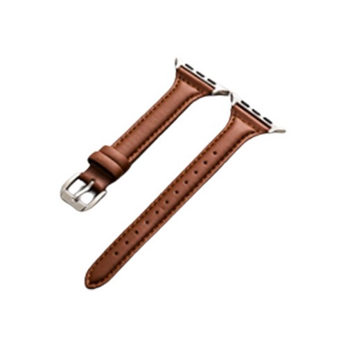 리빙듀오 애플워치 슬림 가죽 스트랩 밴드 38mm 40mm 42mm 44mm, 브라운