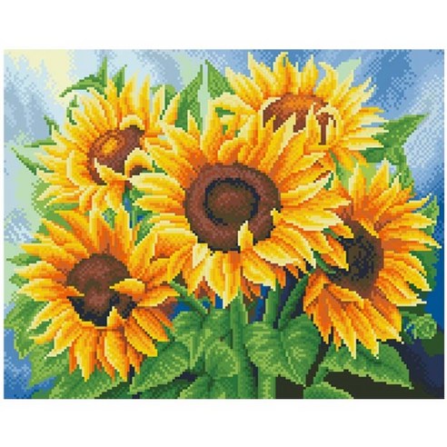 JISAN 보석십자수 캔버스형 세트 50x40cm JB01, F56 - 만개한 해바라기, 1개