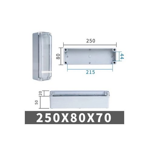 IP67 AG 투명 시리즈 커버 야외 방수 Ddiy DIY 전기 배선함 ABS 플라스틱 배급 상자, 250x80x70mm, 250x80x70mm