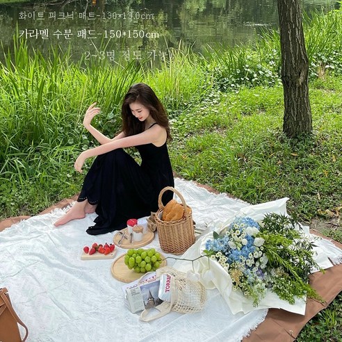 DFMWI.피크닉 매트.Picnic mat.--피크닉 매트 프렌치 인스 에스닉 야외 캠핑 방수 방습 패드에 두꺼운 피크닉 패브릭 포토, 화이트130*180Cm카라멜방습매트