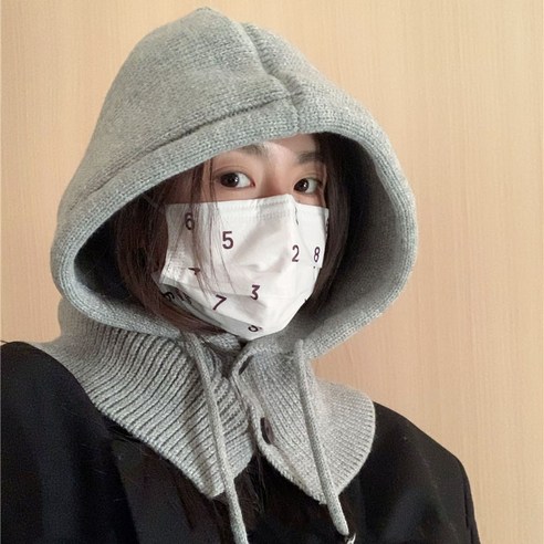 떨샵 베이직 바라클라바 바라클라바 후드 넥워머 모자 목도리 귀마개 balaclava 모자 겨울 따뜻한 모자와 스카프 통합, 그레이