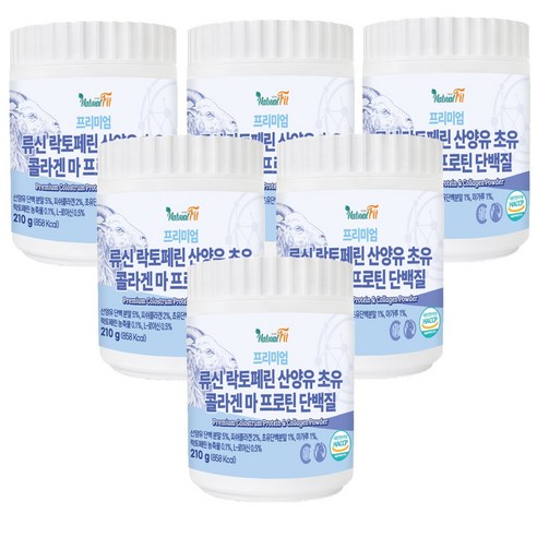 네추럴핏 프리미엄 류신 락토페린 산양유 초유 콜라겐 마 프로틴 단백질 210g, 6개