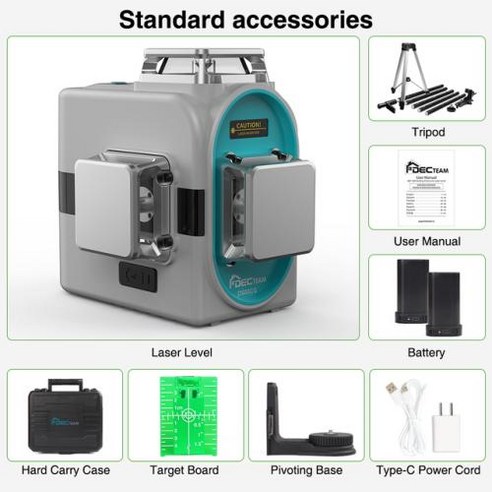 Decteam 3D 12 셀프 수직 오스람 레벨링 교차선 레벨 삼각대 개 레이저 포함 배터리 360 ° 2 수평 라인 그린빔 및, 2) with Tripod