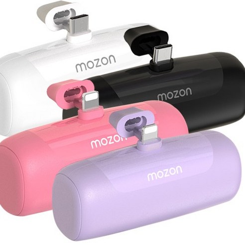 모즈온 일체형 미니 도킹형 보조배터리 5000mAh C타입 8핀, 모즈온 미니 5000 (8핀) (핑크)