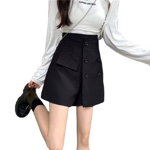 ANKRIC 클럽 짧은치마 불규칙한 치마 바지 여성 가을 드레스 한국 허리 A 자형 슬림 조커 수트 짧은 바지 스커트