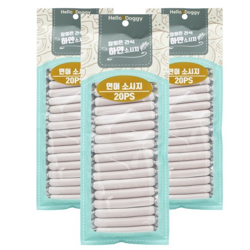 헬로도기 강아지 참좋은간식 하얀소시지 20p, 연어맛, 180g, 3개