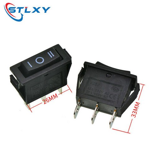 KCD3 로커 스위치 ON-OFF 2 위치 3 핀 전기 장비 조명 전원 포함 16A 250VAC/ 20A 125VAC