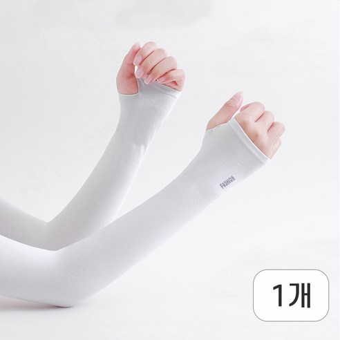 ROYKEEN UV 자외선 차단 골프 팔토시 쿨토시 손등커버형, 1개, 화이트