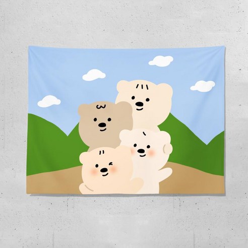 DFMEI 인스풍 배경 천 큐티베어 기숙사 침대 머리맡 심침실 셋방 장식 벽보 벽걸이 담요, DFMEI 곰 가족 (두꺼운 플란넬), {"패션의류/잡화 사이즈":"70*100cm 컬렉션 무료 설치 패키지"}