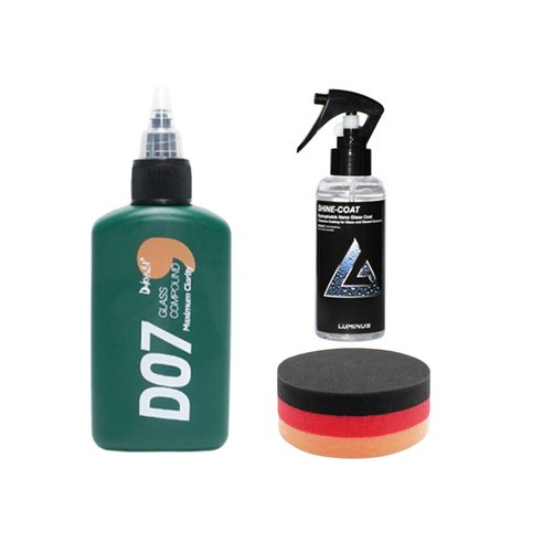 도깨비 D07 유막제거제 100ml 글래스 컴파운드+AD 오토브라이트 다이렉트 레펠 신형 100ml 유리발수 코팅제+저먼패드 원형 - 유리발수코팅제... 