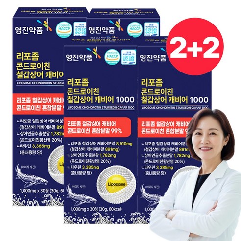 영진약품 리포좀 저분자 철갑상어 콘드로이친 cs6형 식약청인증 연골/ 100% MSM 관절 영양제 1200, 4개, 30정