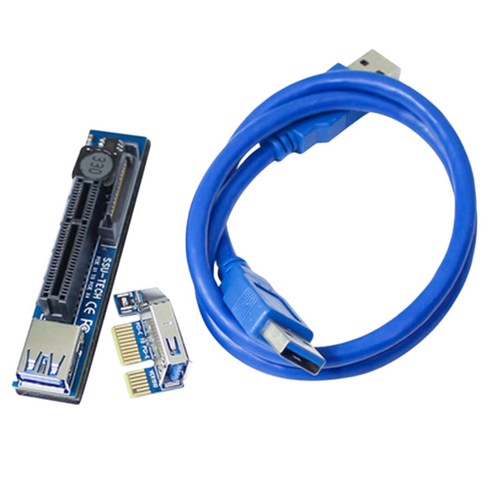 Etase 추가 카드 PCI-E 라이저 PCIE PCI-Express X1 - X4 PCI E 확장 어댑터 (30CM USB3.0 연장 케이블 포함), 0