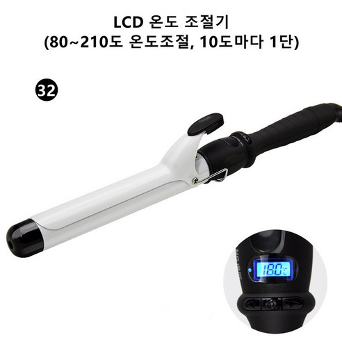 전문가용 헤어 미용 기계 봉고데기 아이롱 웨이브 고데기, 화이트 32MM