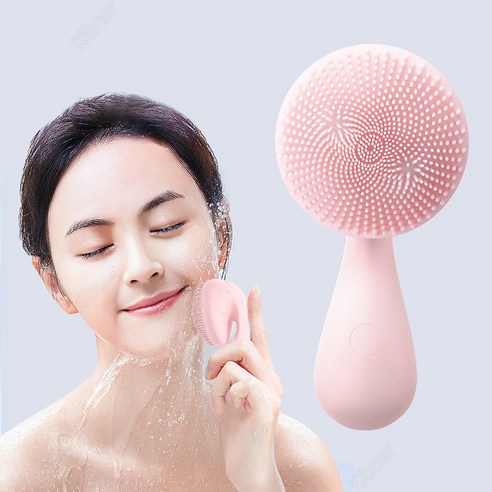 Kiboer 진동 클렌저 진동세안기 딥 클렌징 음파 진동 실리콘 자석구슬 방수 회전 4단계 조절 휴대용, 핑크, Kiboer-180