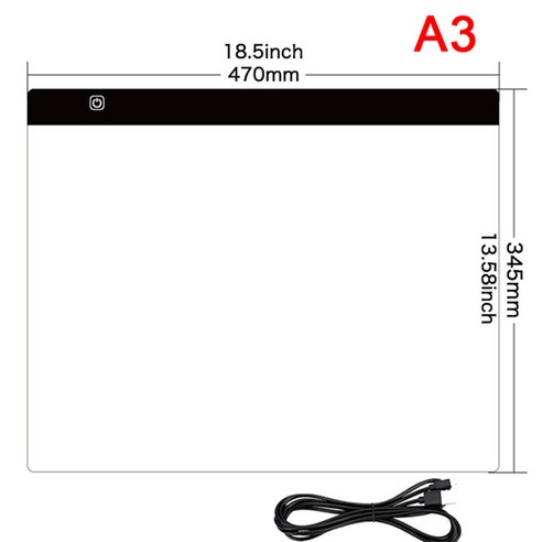 드로잉패드 A3/A4/A5 3단계 디밍 가능 LED 라이트 패드 드로잉 보드 트레이싱 박스 눈 보호 다이아몬드 페인팅에 더, 한개옵션1, [03] A3 47x34.5CM