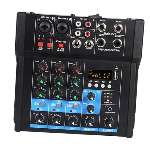 오디오 믹서 증폭기 라이브 스트리밍 DJ 믹싱을 위한 휴대용 사운드 믹서, 18.1cmx18.1cmx5.7cm, 검은색