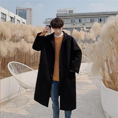 모직 트렌드 코트 남자 트렌치코트 겨울 루즈핏 모직 코트