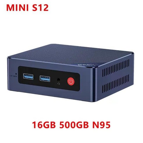 Beelink 미니 S 데스크탑 게임용 컴퓨터 PC 인텔 셀러론 N5095 S12 Pro N95 N100 DDR4 Windows 11, MINI S12 - 16GB 500GB N95