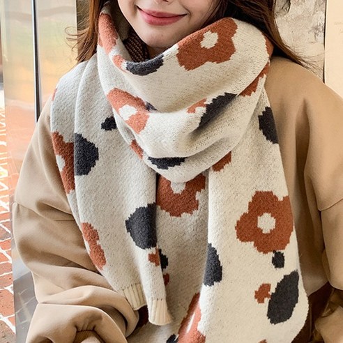 아이엠몽 여성 플라워 패턴 목도리