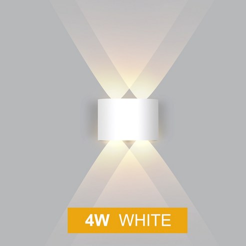 [FNJ] Ip65 Led 벽 램프 야외 방수 정원 조명 알루미늄 Ac86-265 실내 침실 거실 계단 벽 빛, 쿨화이트(5500-7000K)_화이트 4W