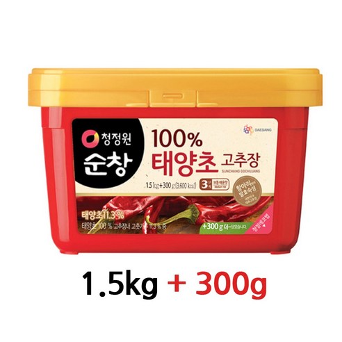 청정원 순창 100% 태양초고추장, 1개, 1.8kg