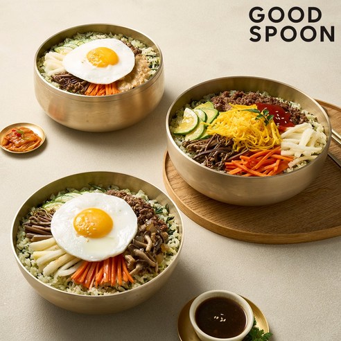 굿스푼 저당 나물 비빔밥 도시락 3종 3팩 / 6팩 임당 당뇨 식단 배달 단백질 직장인 간편식, 900g, 1세트