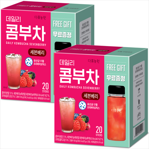 다농원 데일리콤부차 세븐베리맛 (20T+보틀증정)x2개, 100g, 2개