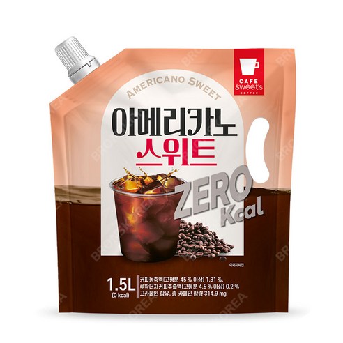웰그린 스위츠 아메리카노 스위트 제로 1.5L 대용량 파우치 액상커피