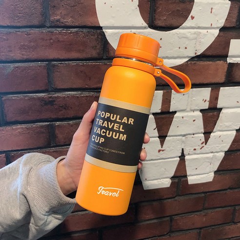 보온병 컵 스포츠 남자 대용량 주전자 차 필터 휴대용 학생 스테인레스 스틸 Ml 컵, 650Ml/오렌지+차필터, 하나
