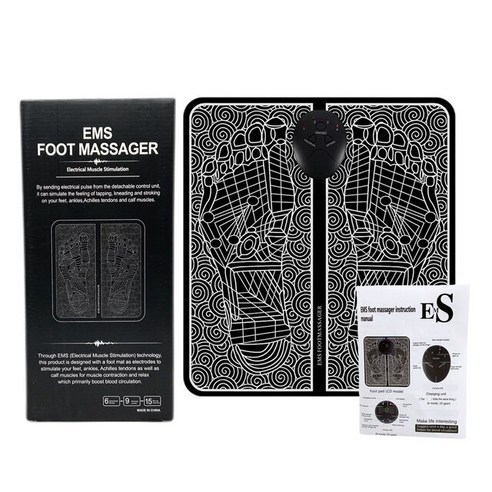 심부발열기 발바닥마사지기 무선 EMS Foot Massager Pad Pulse Physiotherapy Micro-current Electric Feet, 01 Batteries Box