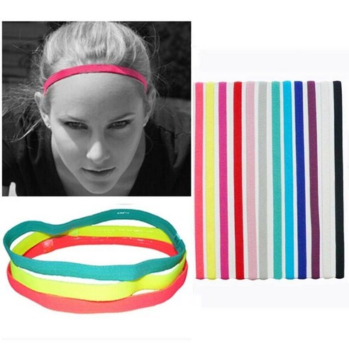 탄성 고무 미끄럼 캔디 컬러 요가 Sweatband 헤어 밴드 스포츠 머리띠