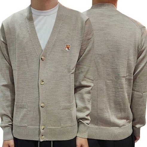 MAISON KITSUNE [명품]논현 더팩토리 메종키츠네 폭스 헤드 패치 클래식 가디건 베이지 ..