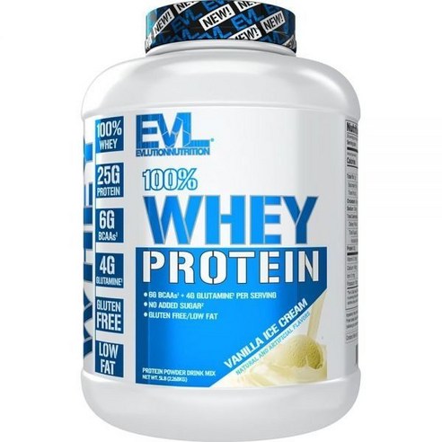 Evlution Nutrition 100% Whey 프로틴 BCAA 글루타민 5lb 바닐라