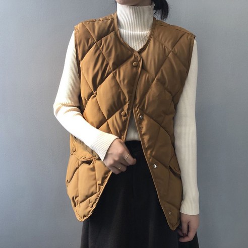 퀄팅 오버핏 경량 조끼 - 겨울용 경량 조끼
