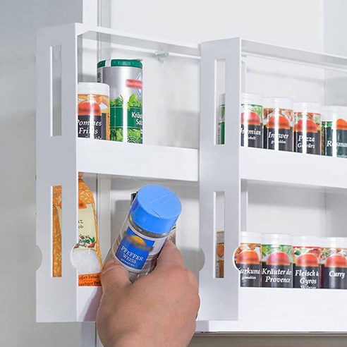 2단 슬라이드 회전 트레이로 좁은 주방을 스타일리시하게 정리하세요!