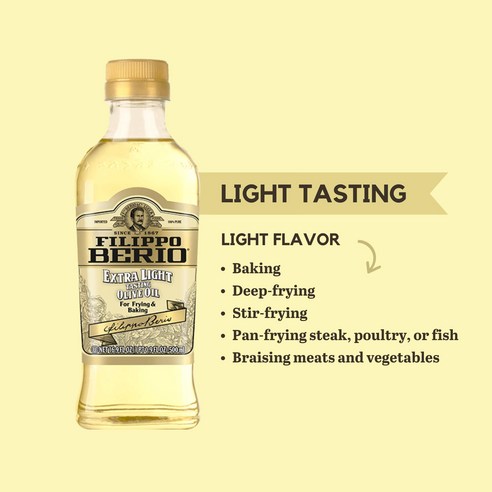 기름 냄새 걱정 없이 산뜻하게! 필리포 베리오 엑스트라 라이트 올리브 오일로 요리하세요.