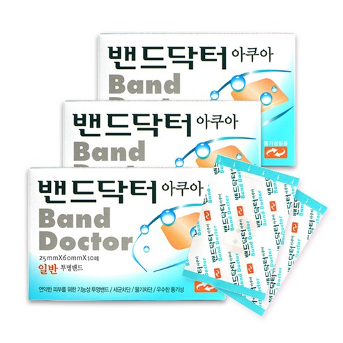 밴드닥터 아쿠아밴드 일반형 10매X3개 상처보호 투명방수밴드, 12매, 2세트