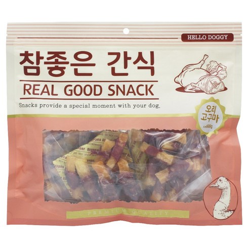 참좋은간식 헬로도기 강아지 간식 600g, 오리고구마, 1개