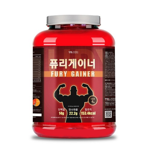 살찌는보충제 체중증가보충제 벌크업 헬스 프로틴 퓨리 게이너 4kg, 1개