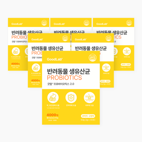 펫펫펫 강아지 유산균 고양이 생유산균 프로바이오틱스 굿랩 30p, 30회분, 장건강/유산균, 6개