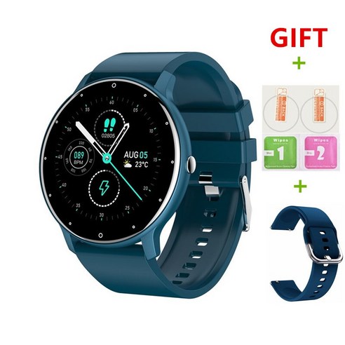 [XIG] 새로운 스마트 시계 울트라 얇은 Hd 스크린 운동 심박수 수면 모니터링 남성 패션 Smartwatch 안드로이드 Ios, 블루 선물 B, 하나