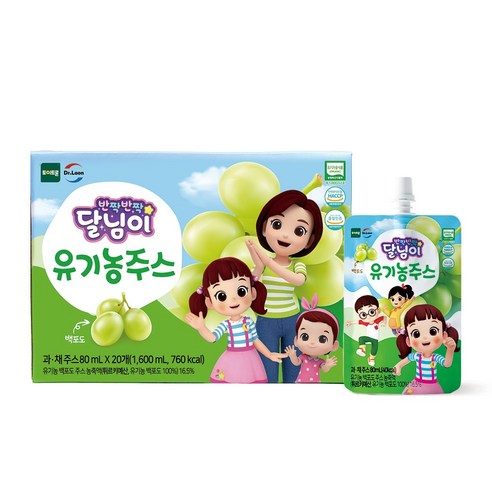 [가정의달 50% 할인] 닥터라온 달님이 유기농 주스, 40개, 80ml