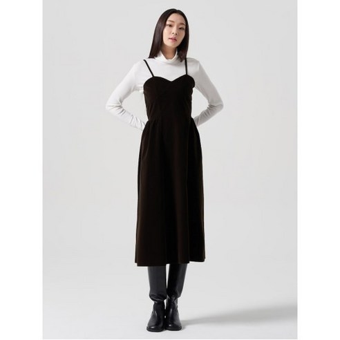 에잇세컨즈 벨벳 레이어드 원피스 브라운 (324Z71LYAD)
