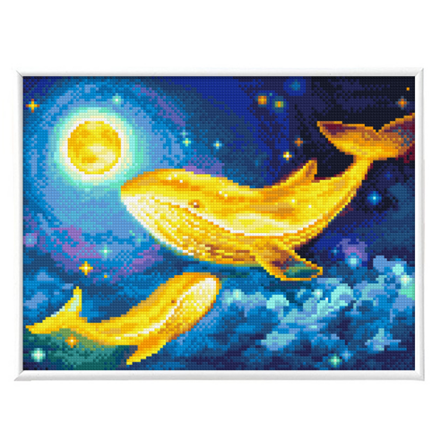블링블링 보석십자수 슬림액자패키지 (AB+원형) 30x40cm, 1세트, BL3040-054 (꿈꾸는금빛고래)